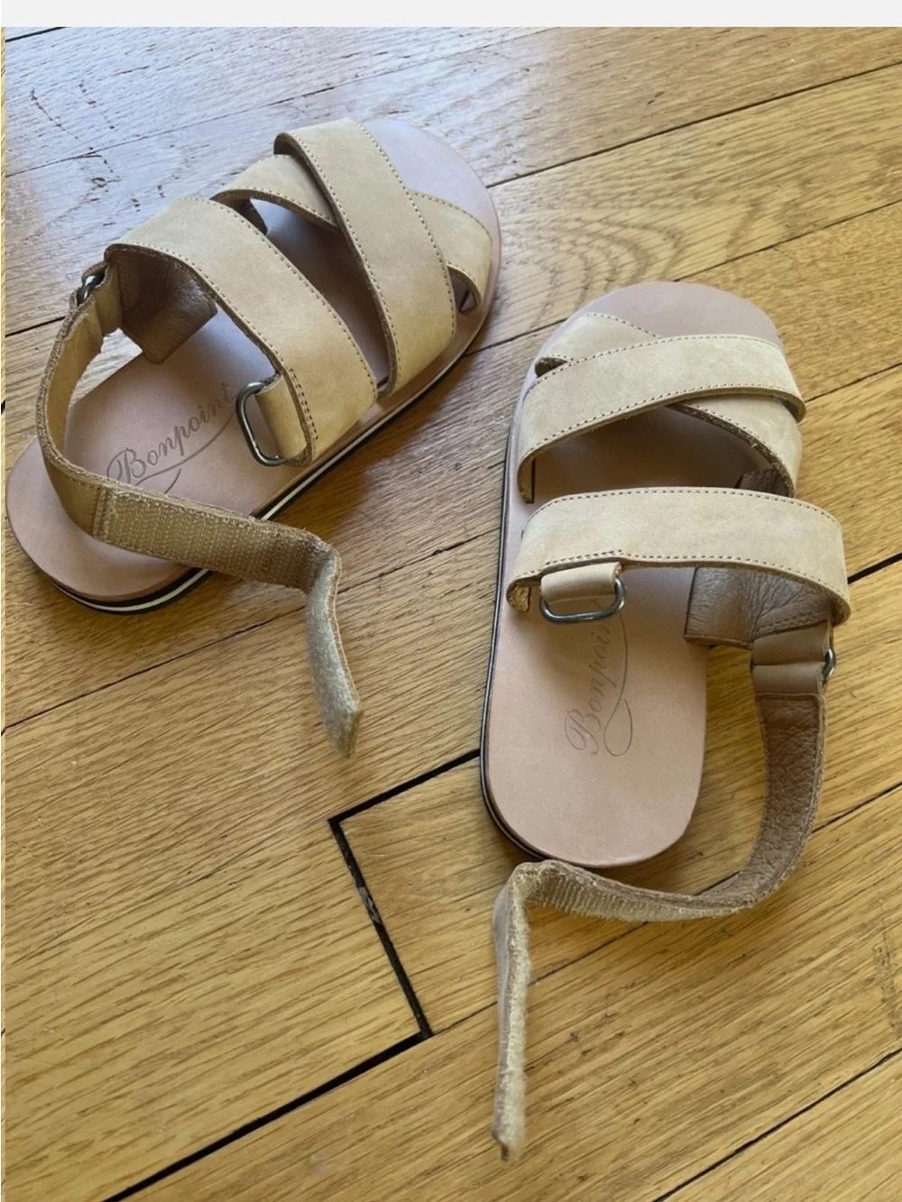 Bonpoint Girls Tan Beige Genuine Leather Sandals Size 12 US, 29 EU NWOB